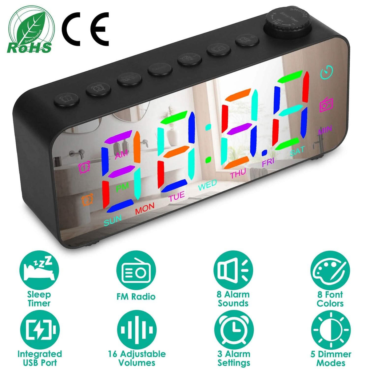 RGB Color LED Digital Alarm Clock - A-1 Thread Vault