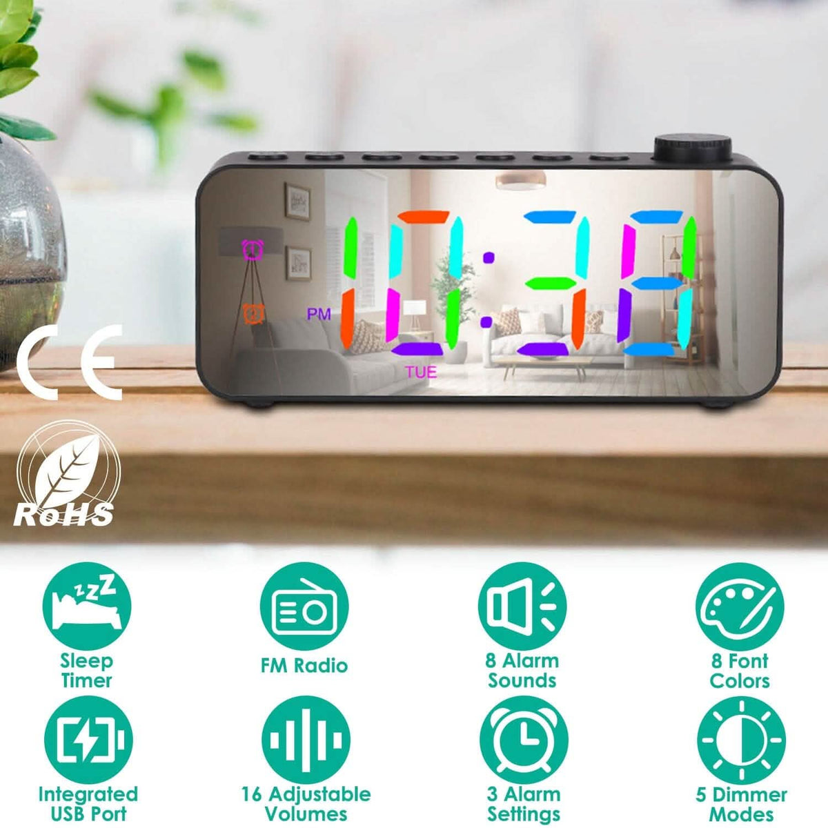 RGB Color LED Digital Alarm Clock - A-1 Thread Vault