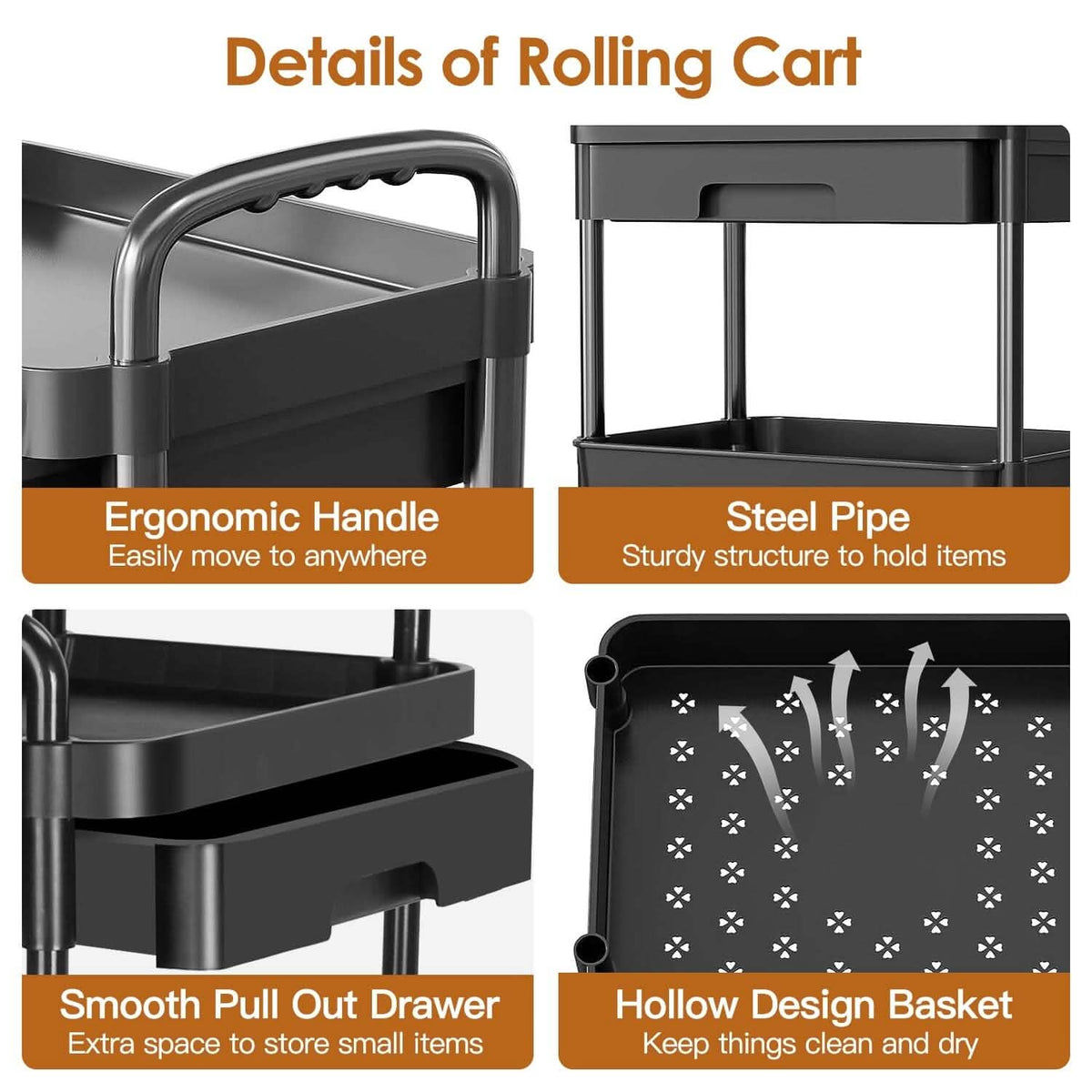 Rolling Utility Cart with Drawer - A-1 Thread Vault