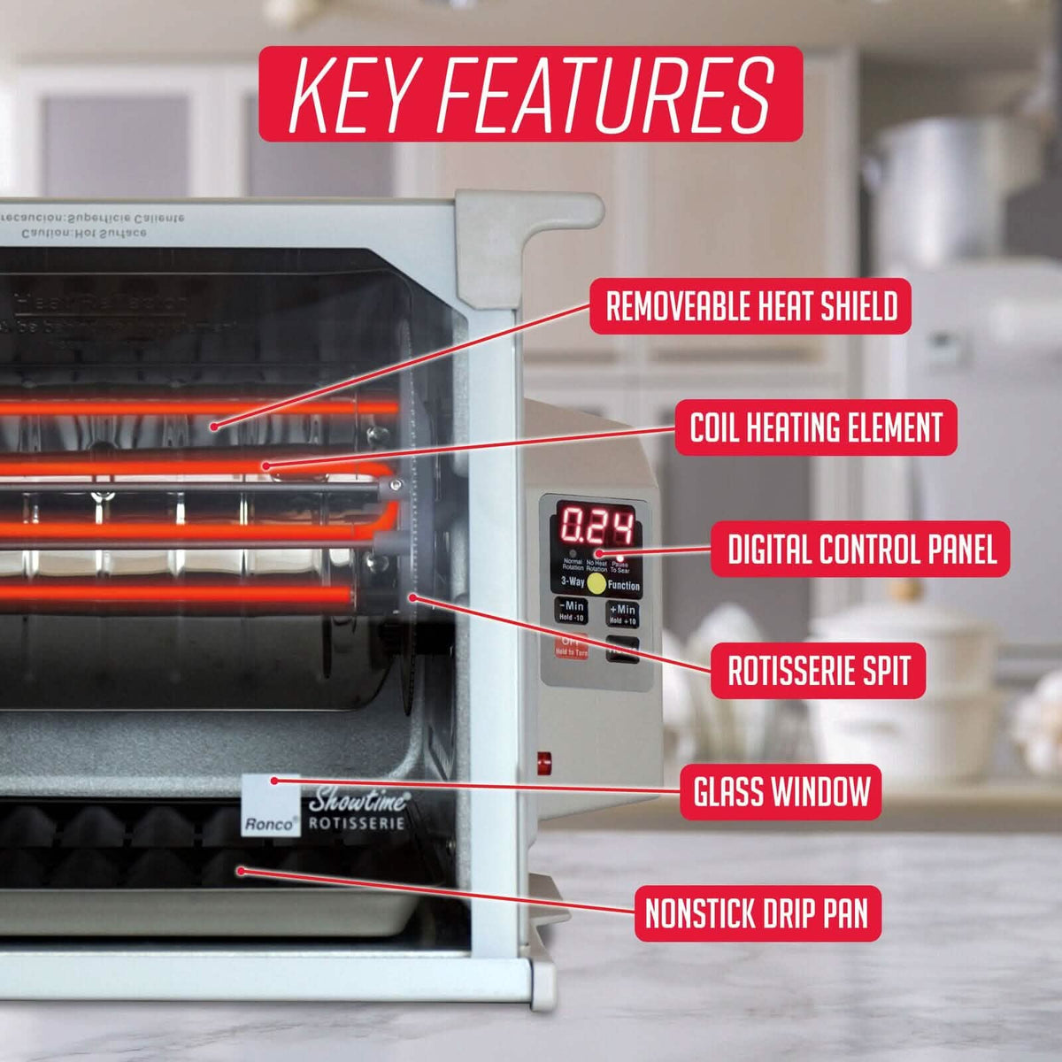 Ronco Digital Rotisserie Oven, Platinum Digital Design, Large Capacity - A-1 Thread Vault
