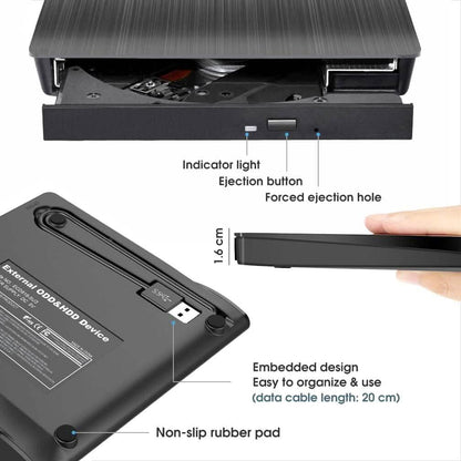 ROOFULL External CD DVD Drive USB 3.0 CD-Burner Premium Portable CD-ROM DVD+/-RW Optical Disc Drive Player Reader Rewriter (Refurbished) - A-1 Thread Vault