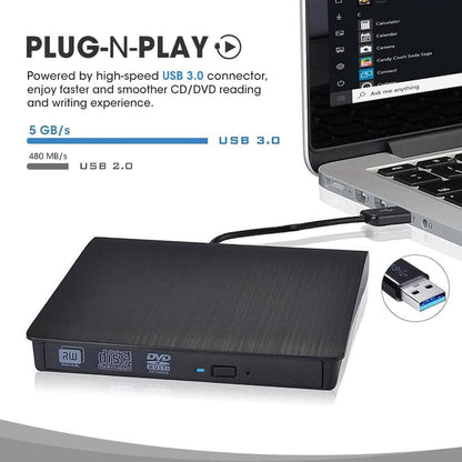 ROOFULL External CD DVD Drive USB 3.0 CD-Burner Premium Portable CD-ROM DVD+/-RW Optical Disc Drive Player Reader Rewriter (Refurbished) - A-1 Thread Vault
