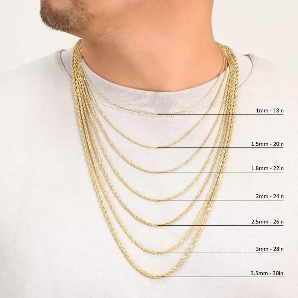 Rope Chain in Yellow Gold - 2mm - A-1 Thread Vault