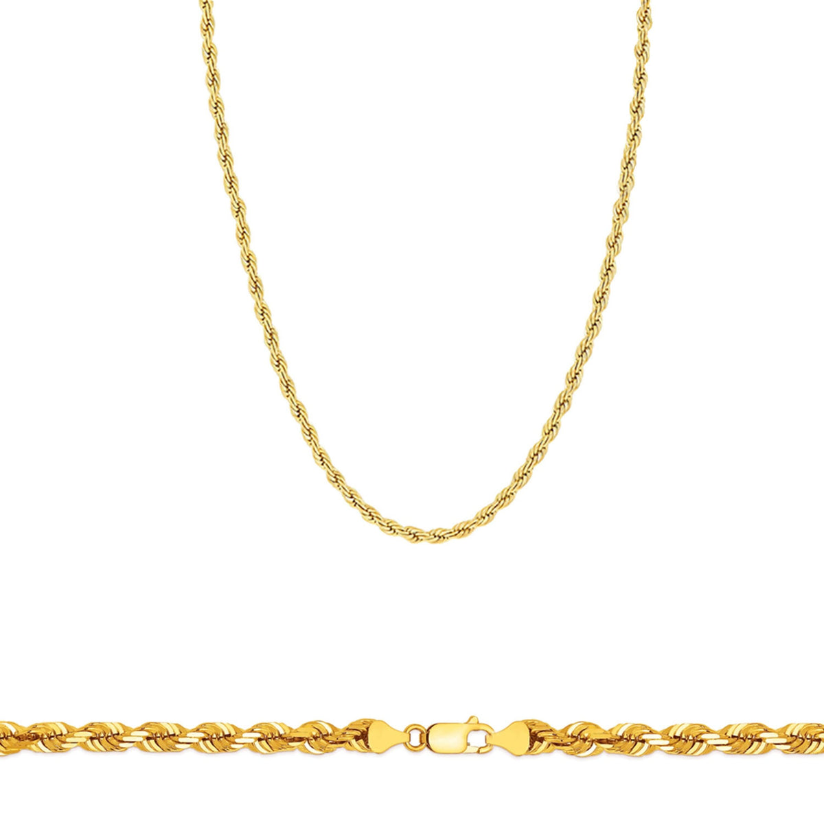 Rope Chain in Yellow Gold - 2mm - A-1 Thread Vault