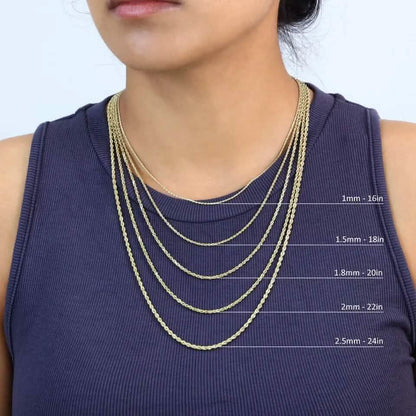 Rope Chain in Yellow Gold - 2mm - A-1 Thread Vault