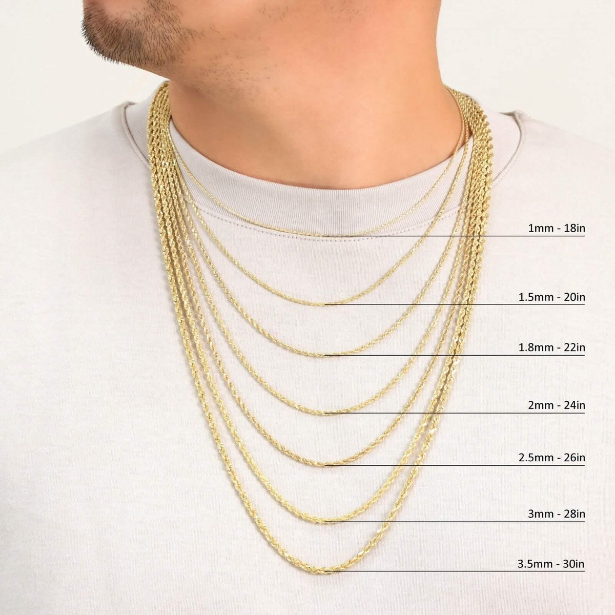 Rope Chain in Yellow Gold - 3mm - A-1 Thread Vault