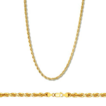Rope Chain in Yellow Gold - 3mm - A-1 Thread Vault