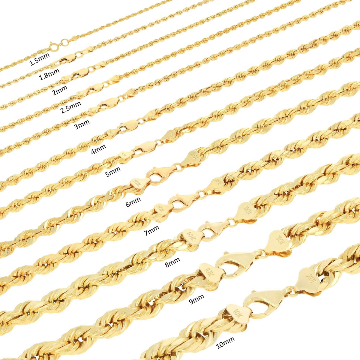 Rope Chain in Yellow Gold - 3mm - A-1 Thread Vault