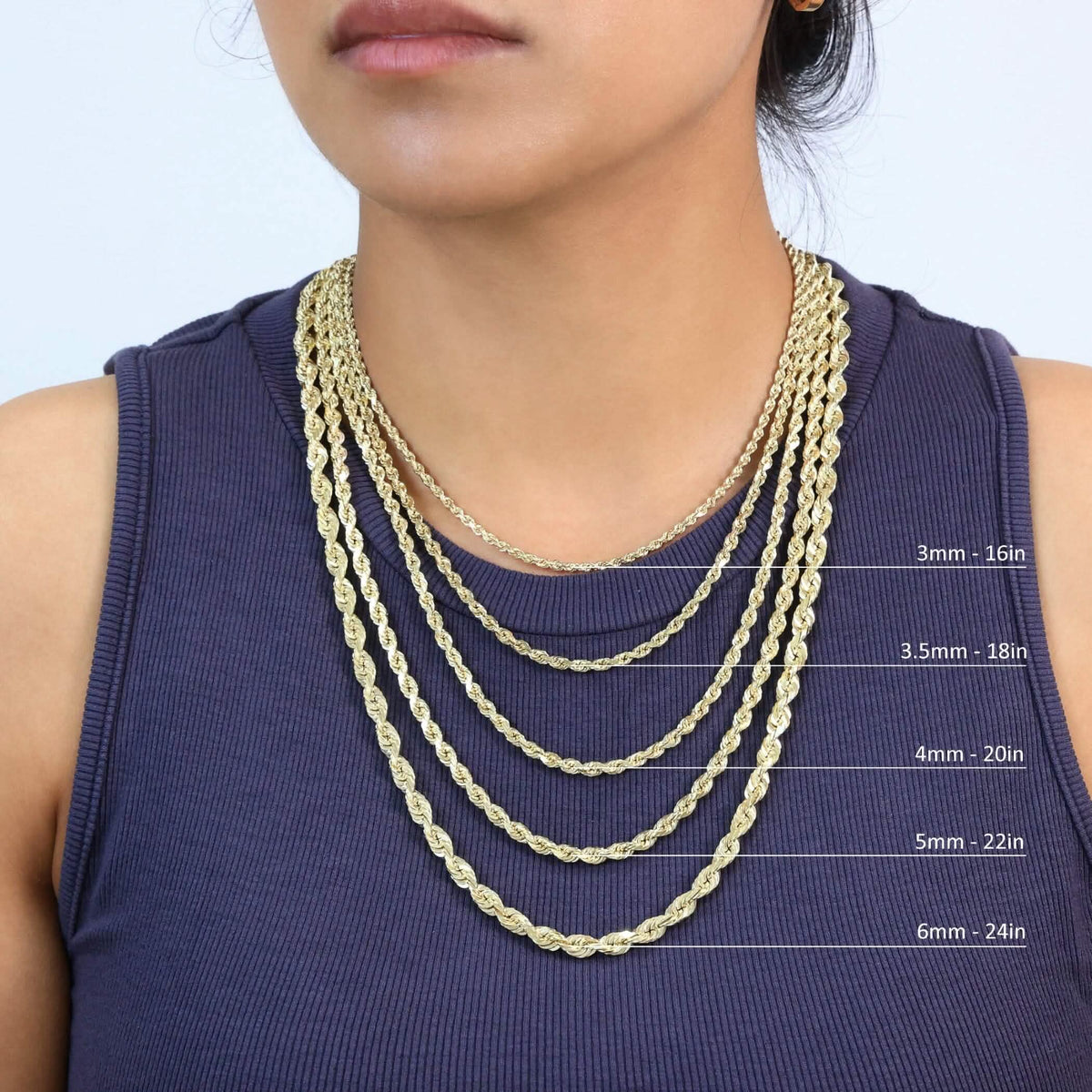 Rope Chain in Yellow Gold - 3mm - A-1 Thread Vault