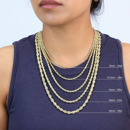Rope Chain in Yellow Gold - 3mm - A-1 Thread Vault