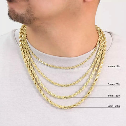 Rope Chain in Yellow Gold - 4mm - A-1 Thread Vault