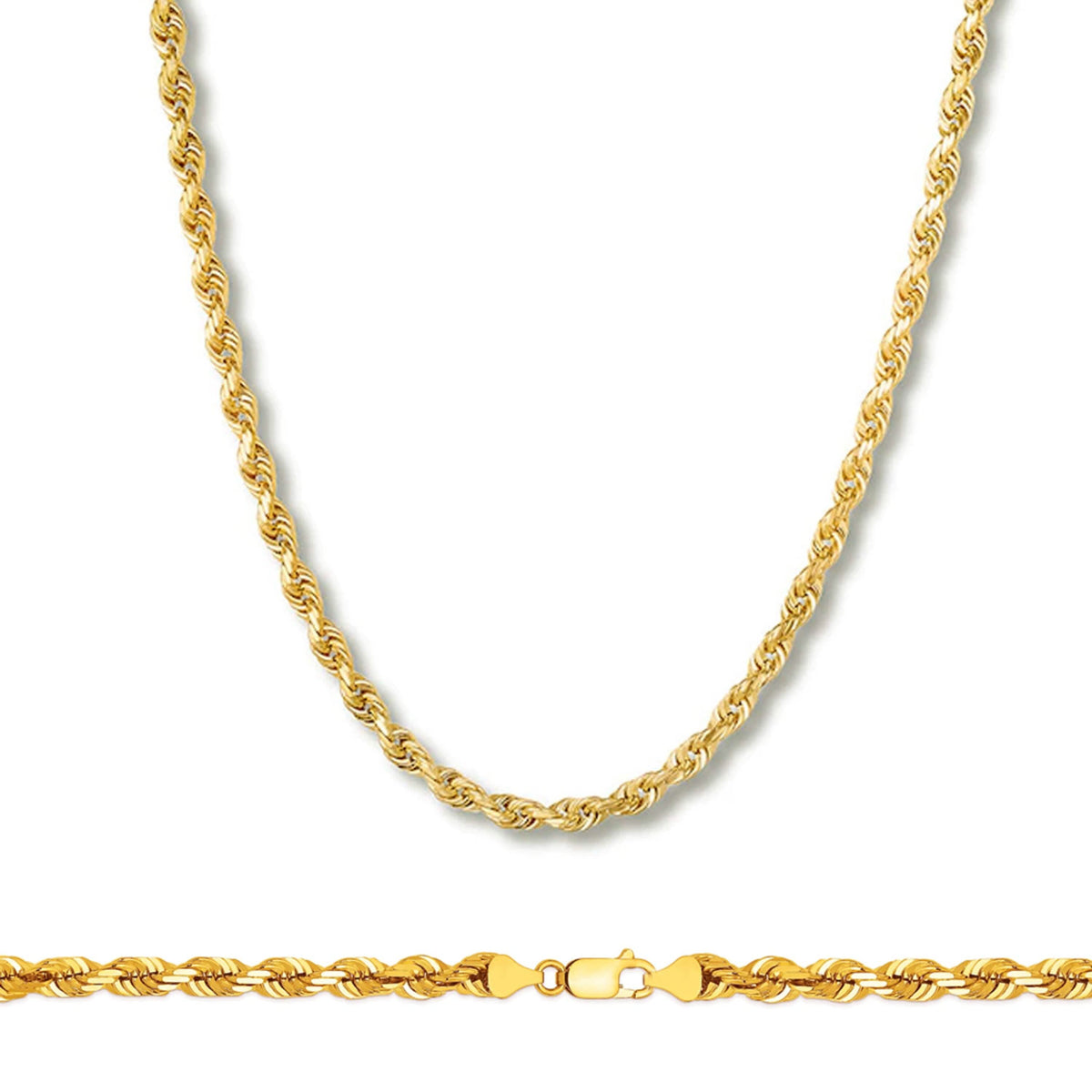 Rope Chain in Yellow Gold - 4mm - A-1 Thread Vault