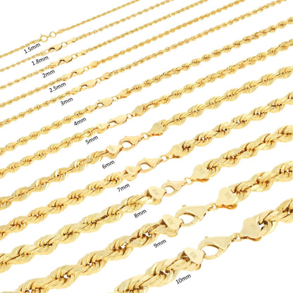 Rope Chain in Yellow Gold - 5mm - A-1 Thread Vault