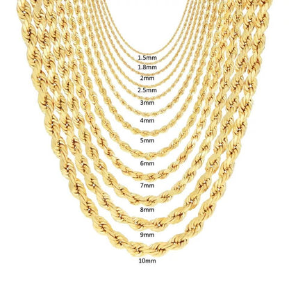 Rope Chain in Yellow Gold - 6mm - A-1 Thread Vault