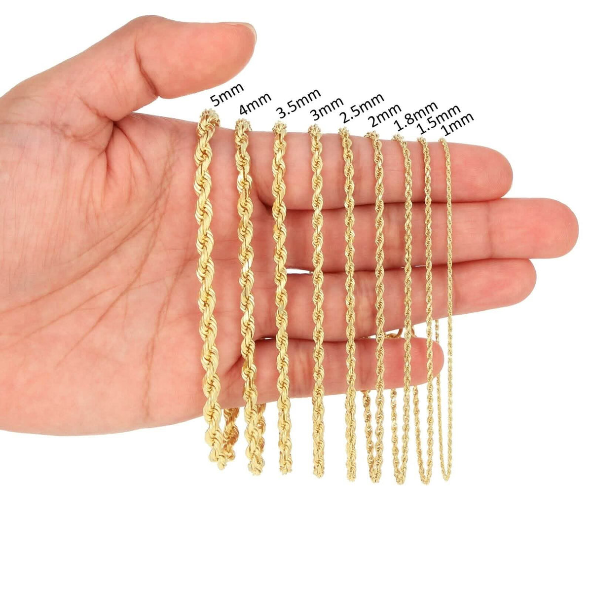Rope Chain in Yellow Gold - 7mm - A-1 Thread Vault
