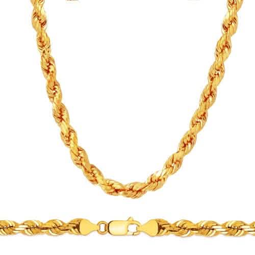 Rope Chain in Yellow Gold - 7mm - A-1 Thread Vault
