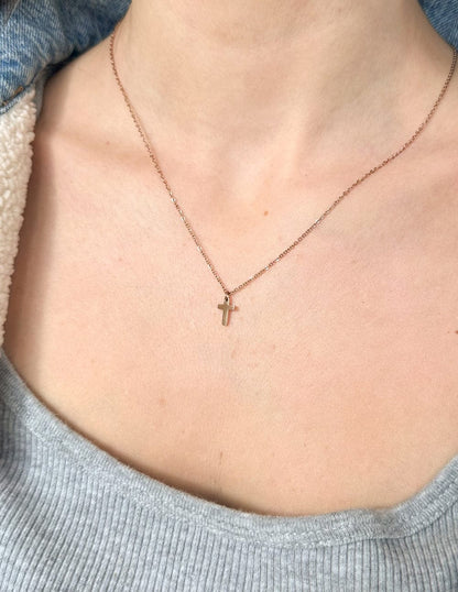 Rose Gold Cross Necklace - A-1 Thread Vault