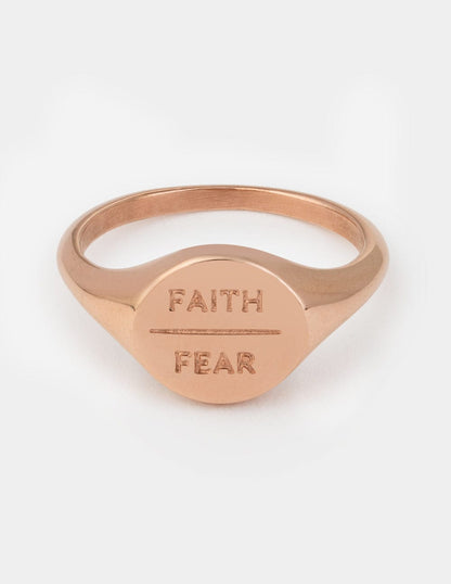 Rose Gold Faith Over Fear Ring - A-1 Thread Vault