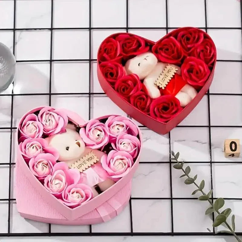 Rose-Shaped Soap Gift Box With Heart-Shaped Artificial Roses - A-1 Thread Vault