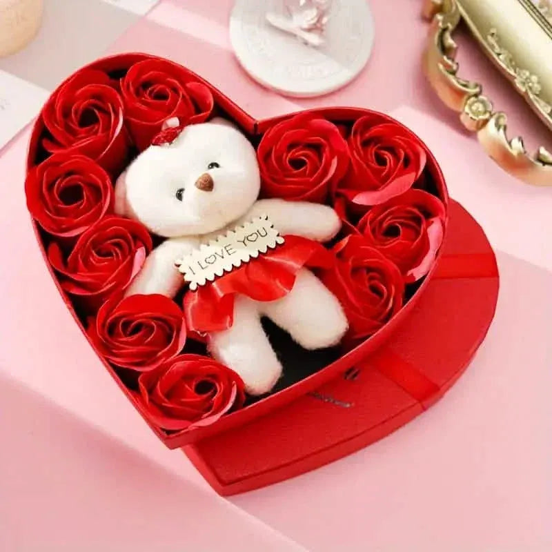 Rose-Shaped Soap Gift Box With Heart-Shaped Artificial Roses - A-1 Thread Vault