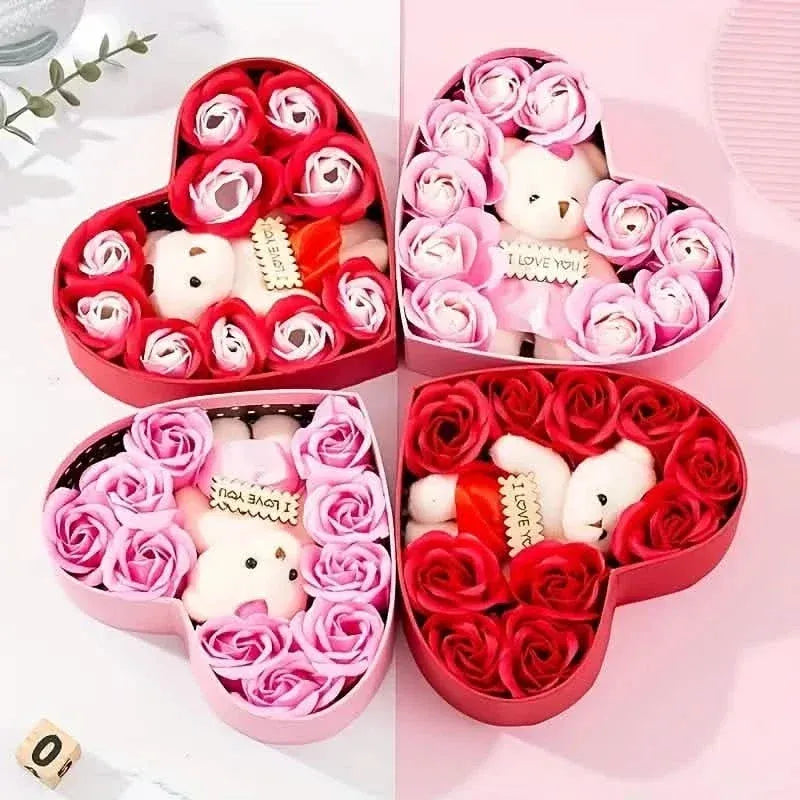 Rose-Shaped Soap Gift Box With Heart-Shaped Artificial Roses - A-1 Thread Vault