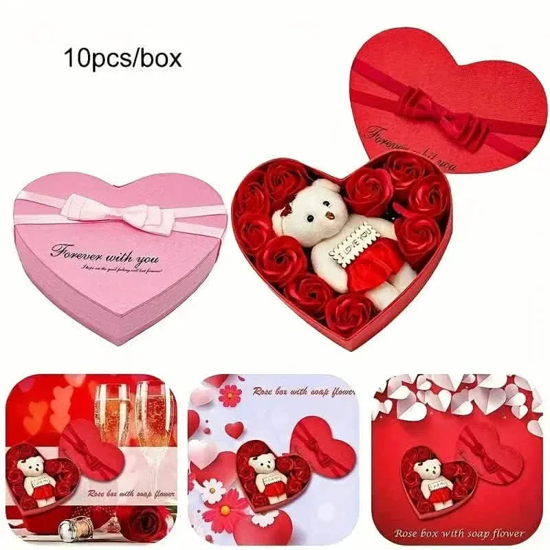 Rose-Shaped Soap Gift Box With Heart-Shaped Artificial Roses - A-1 Thread Vault