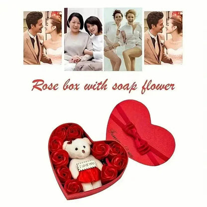 Rose-Shaped Soap Gift Box With Heart-Shaped Artificial Roses - A-1 Thread Vault