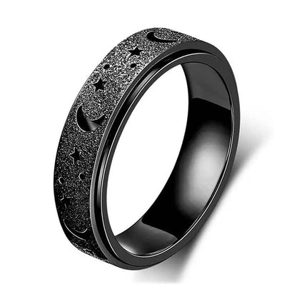 Rotatable Anxiety Fidget Ring Moon and Star Design - A-1 Thread Vault