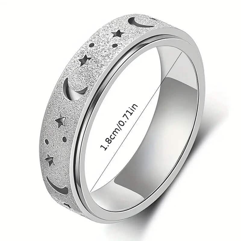 Rotatable Anxiety Fidget Ring Moon and Star Design - A-1 Thread Vault