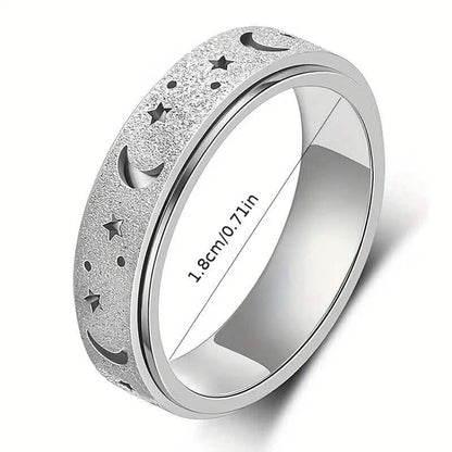 Rotatable Anxiety Fidget Ring Moon and Star Design - A-1 Thread Vault