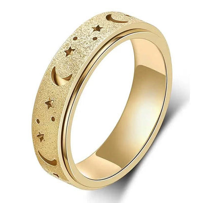 Rotatable Anxiety Fidget Ring Moon and Star Design - A-1 Thread Vault