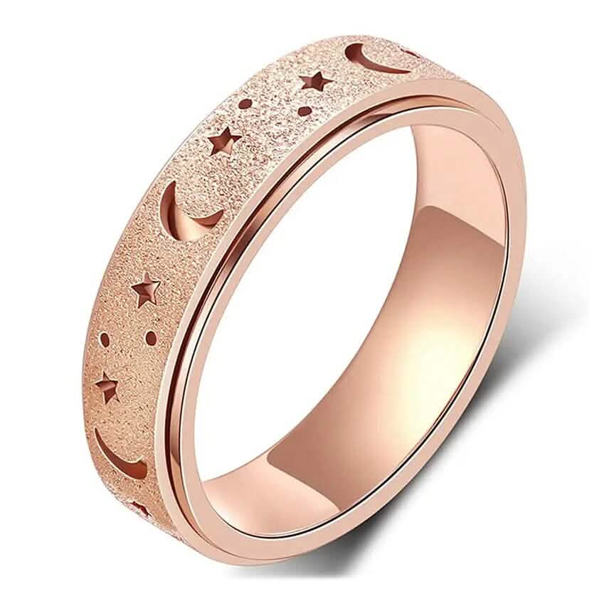 Rotatable Anxiety Fidget Ring Moon and Star Design - A-1 Thread Vault