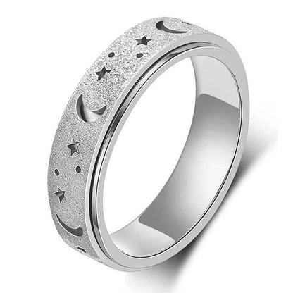 Rotatable Anxiety Fidget Ring Moon and Star Design - A-1 Thread Vault