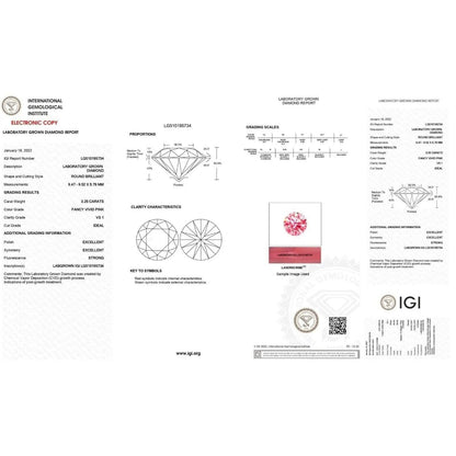 Round 3.25 ct Fancy Intense Pink VS1 IGI Certified Lab Grown HPHT Diamond Round - A-1 Thread Vault