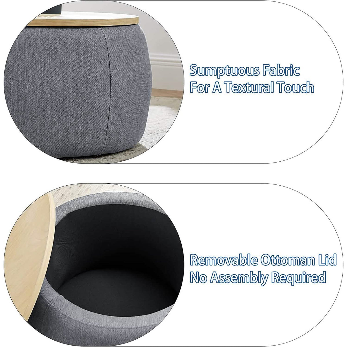 Round Storage Ottoman Coffee Table - A-1 Thread Vault