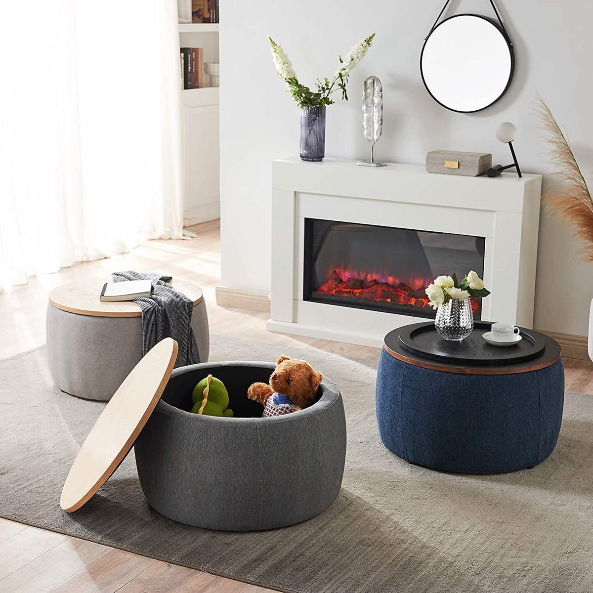 Round Storage Ottoman Coffee Table - A-1 Thread Vault
