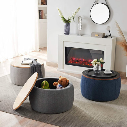 Round Storage Ottoman Coffee Table - A-1 Thread Vault