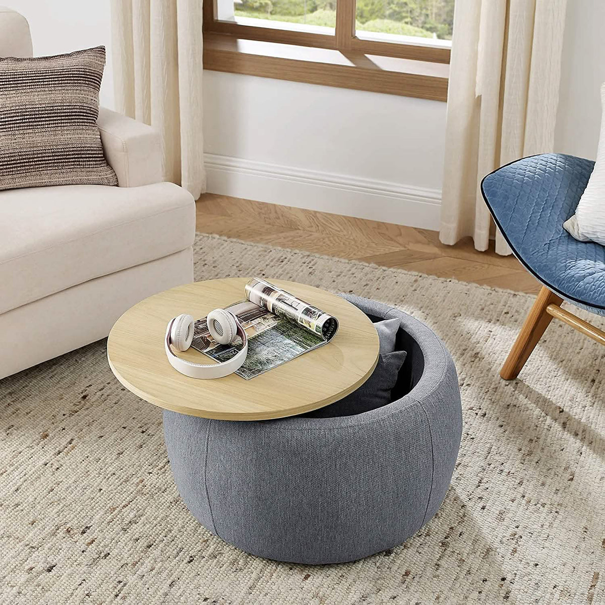 Round Storage Ottoman Coffee Table - A-1 Thread Vault