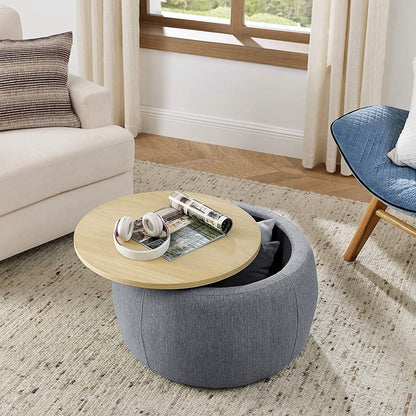 Round Storage Ottoman Coffee Table - A-1 Thread Vault