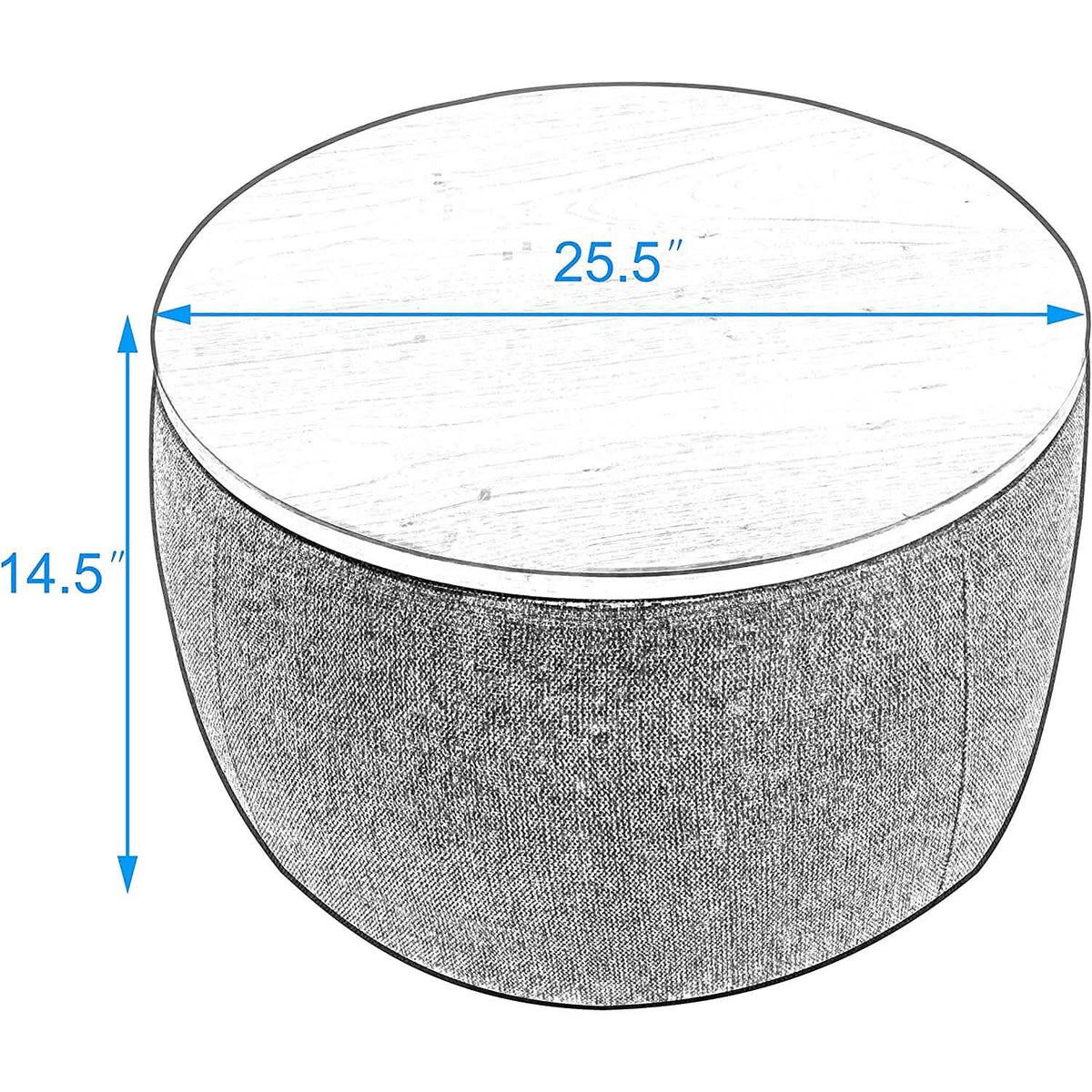 Round Storage Ottoman Coffee Table - A-1 Thread Vault