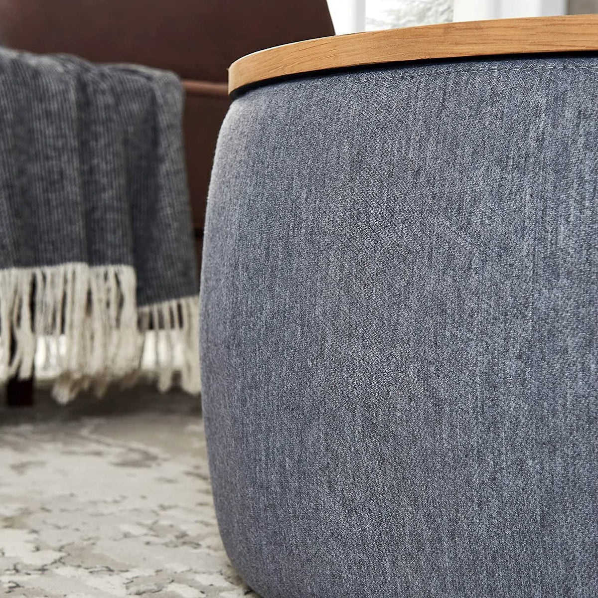 Round Storage Ottoman Coffee Table - A-1 Thread Vault