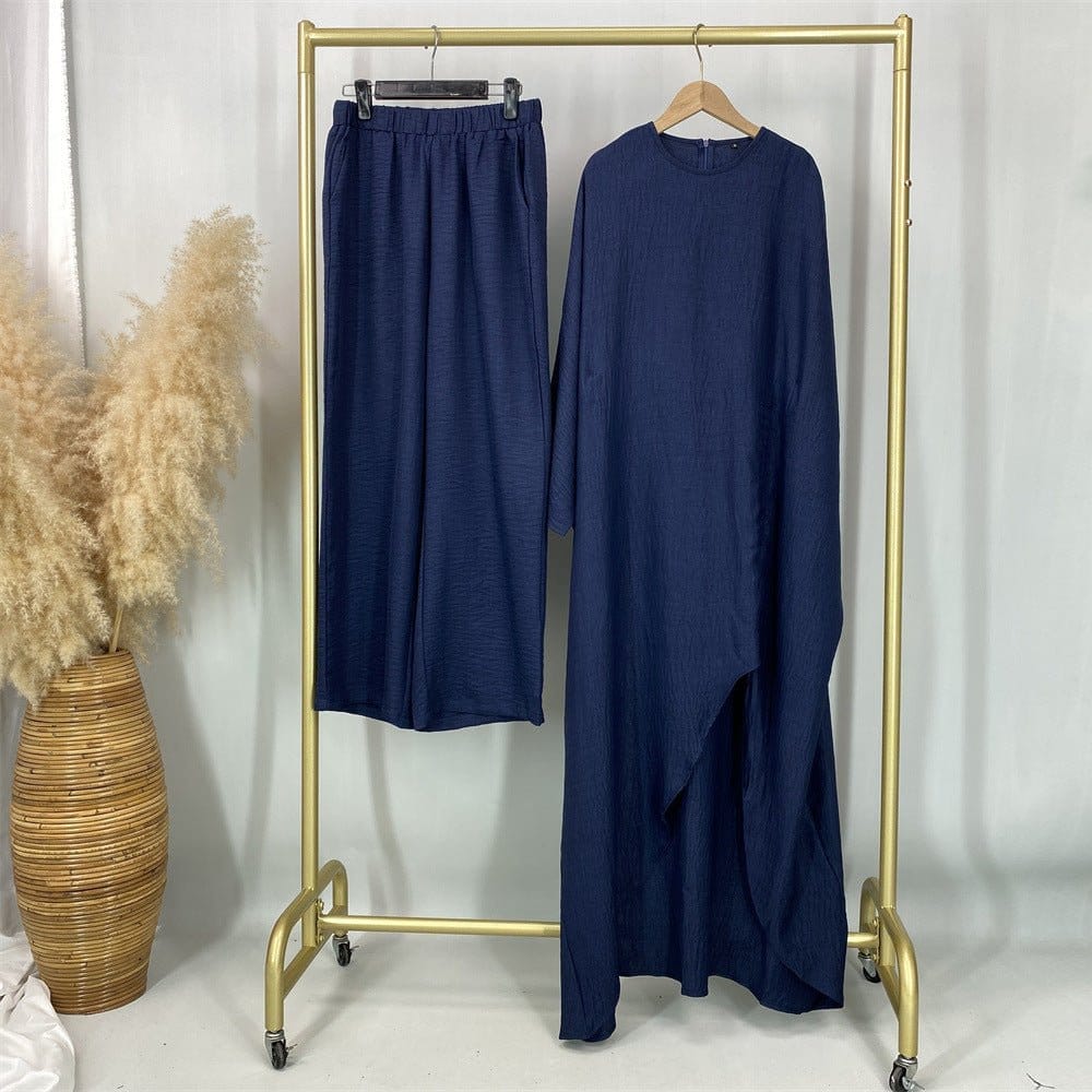 Ruched Drawstring Batwing Top & Wide-Leg Trousers Co-ord Set(MS478) - A-1 Thread Vault