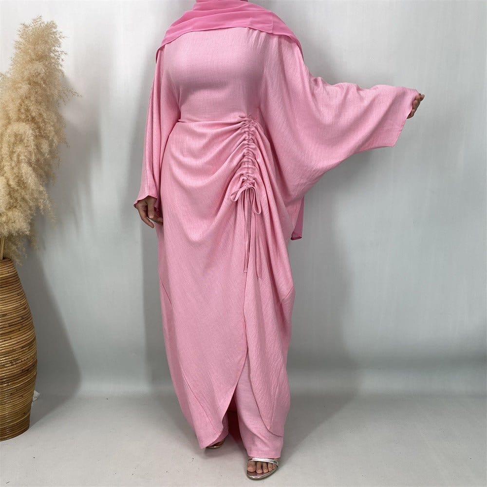 Ruched Drawstring Batwing Top & Wide-Leg Trousers Co-ord Set(MS478) - A-1 Thread Vault