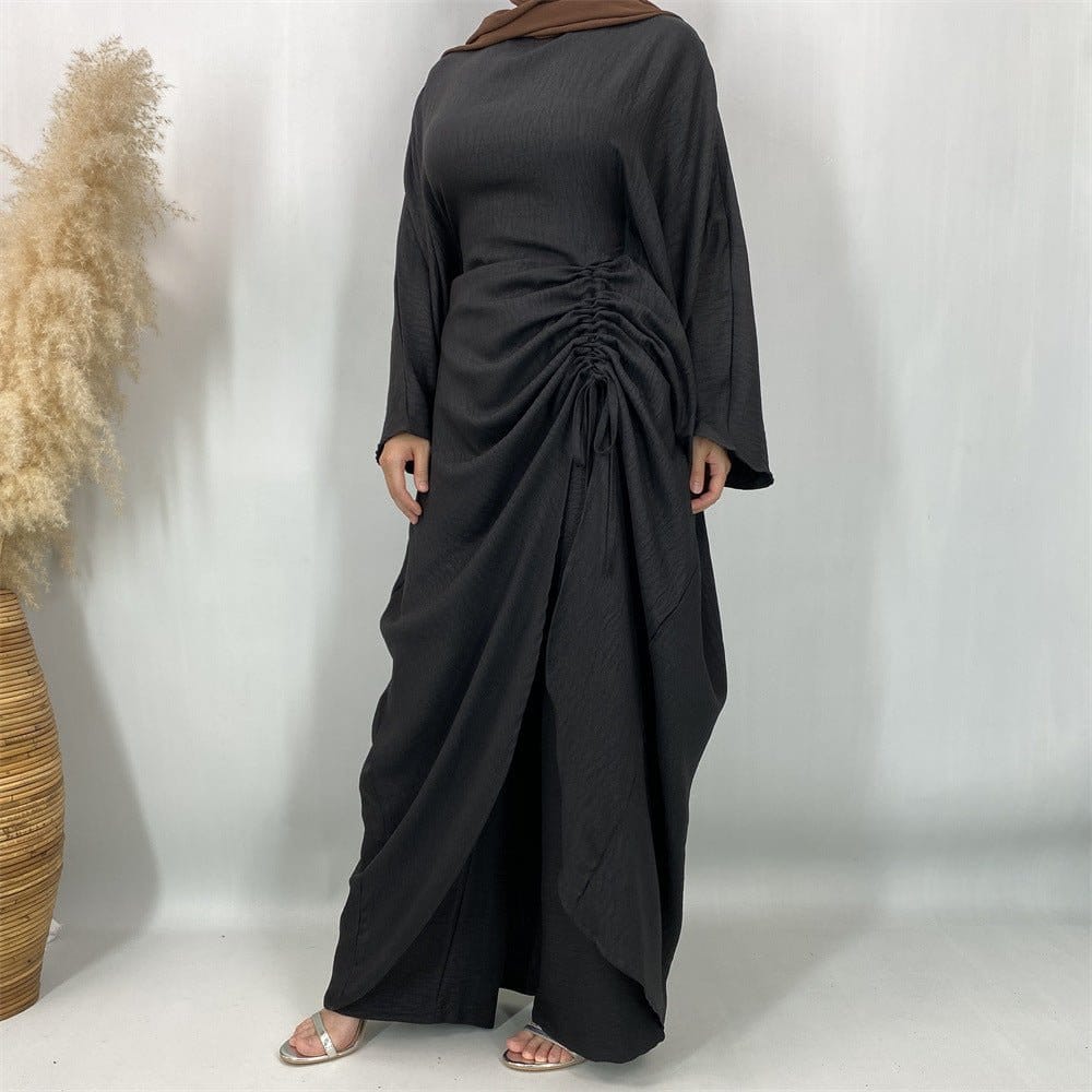 Ruched Drawstring Batwing Top & Wide-Leg Trousers Co-ord Set(MS478) - A-1 Thread Vault