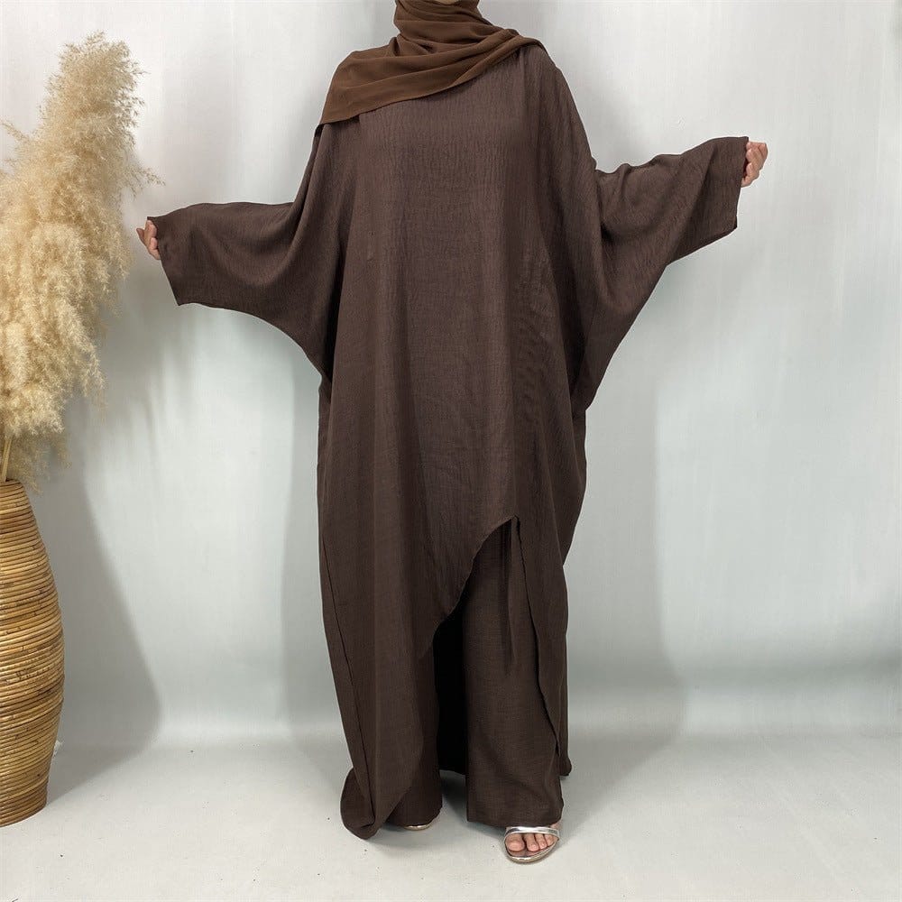 Ruched Drawstring Batwing Top & Wide-Leg Trousers Co-ord Set(MS478) - A-1 Thread Vault