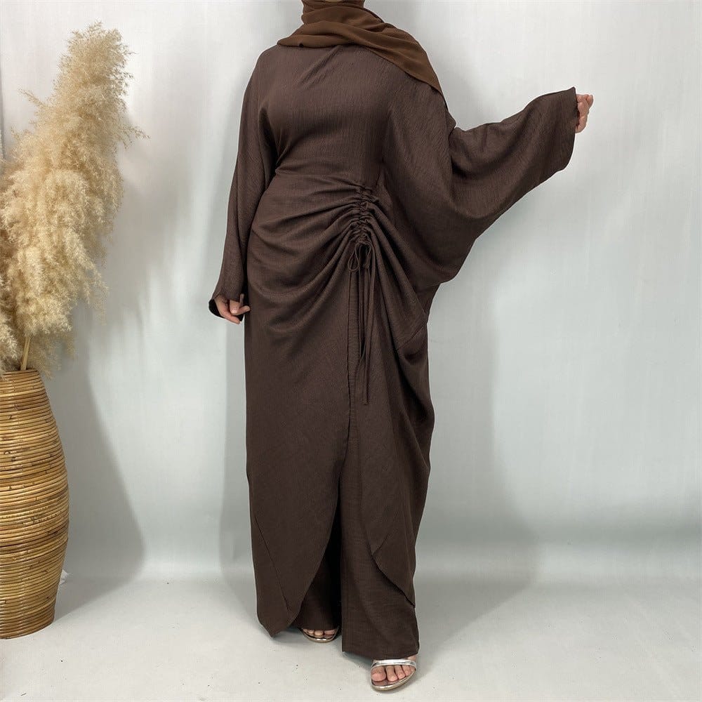 Ruched Drawstring Batwing Top & Wide-Leg Trousers Co-ord Set(MS478) - A-1 Thread Vault