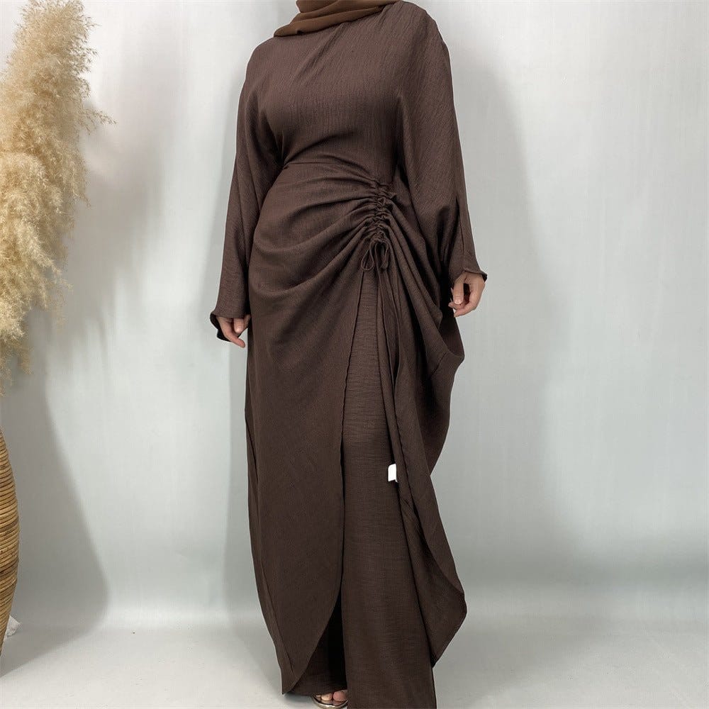 Ruched Drawstring Batwing Top & Wide-Leg Trousers Co-ord Set(MS478) - A-1 Thread Vault