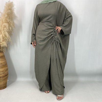 Ruched Drawstring Batwing Top & Wide-Leg Trousers Co-ord Set(MS478) - A-1 Thread Vault