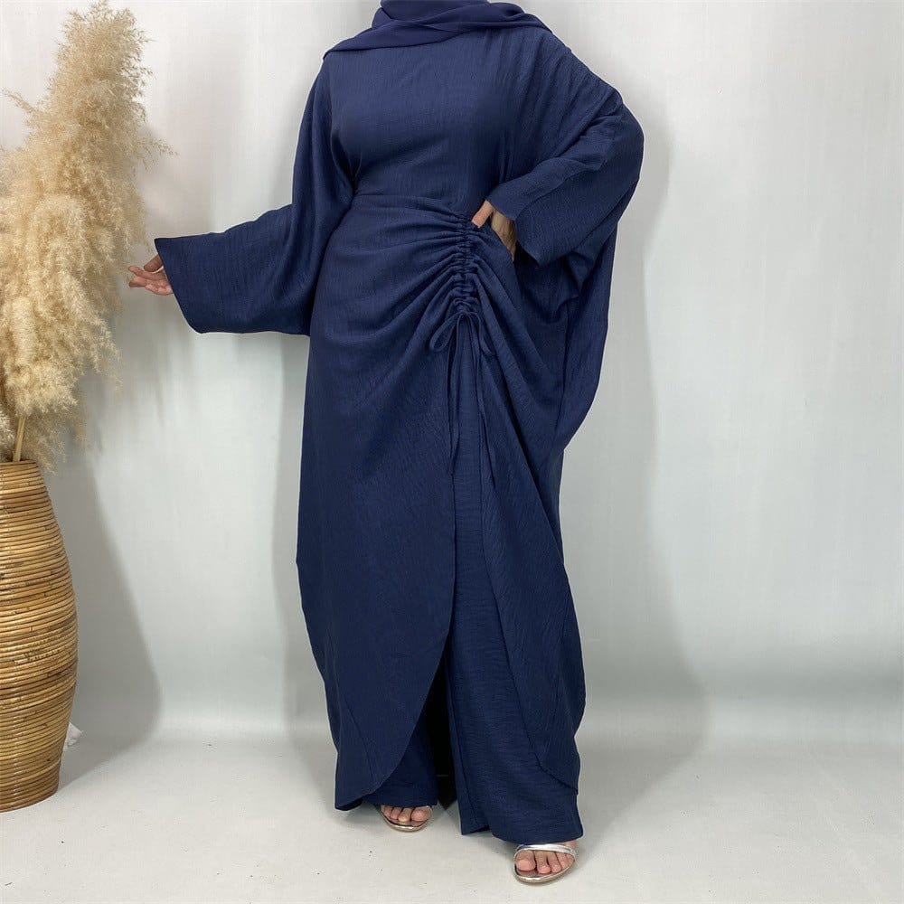 Ruched Drawstring Batwing Top & Wide-Leg Trousers Co-ord Set(MS478) - A-1 Thread Vault
