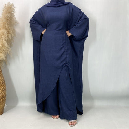 Ruched Drawstring Batwing Top & Wide-Leg Trousers Co-ord Set(MS478) - A-1 Thread Vault